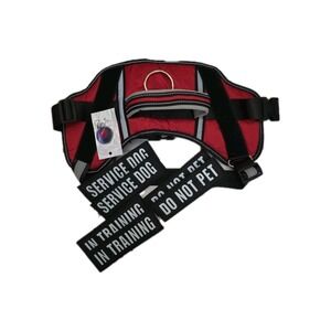 Bestak Red Service Dog Harness Vest With Service Patches,Size XL, 29-40" Chest